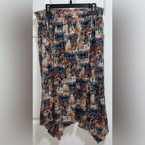 Lysse Petites Skirt Abstract‎ Print Handkerchief Hem Flowy Boho Chic